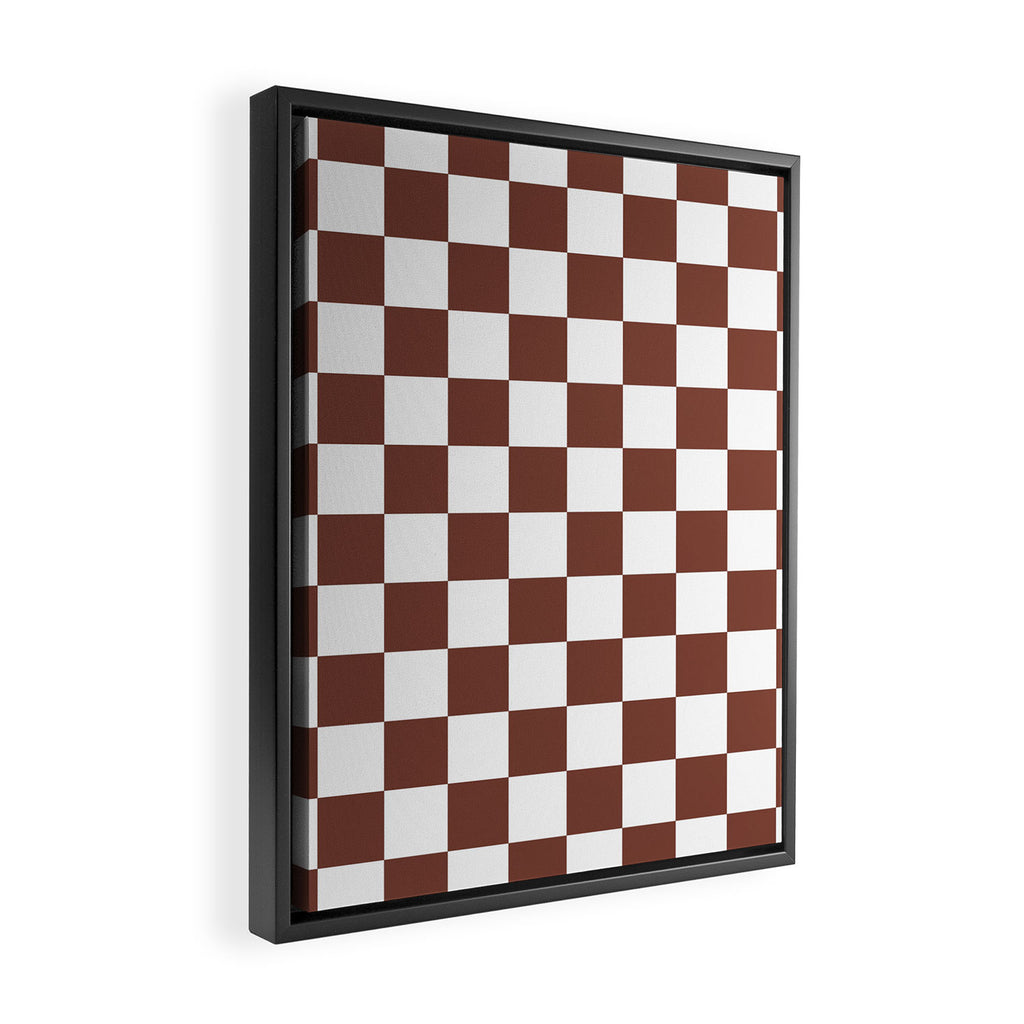Checkered (Brown & White Pattern) Framed Canvas Print Gallery Image 2
