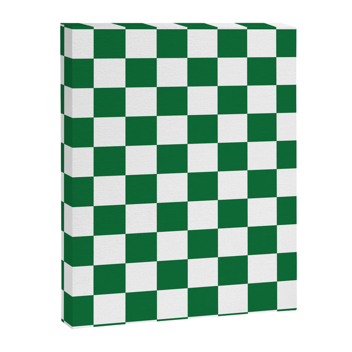 Checkered (Dark Green & White Pattern) Canvas Print Gallery Image 1