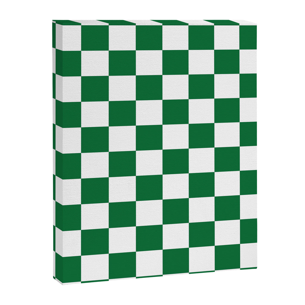 Checkered (Dark Green & White Pattern) Canvas Print Gallery Image 8