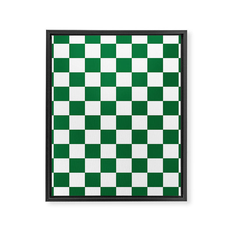 Checkered (Dark Green & White Pattern) Framed Canvas Print Gallery Image 8