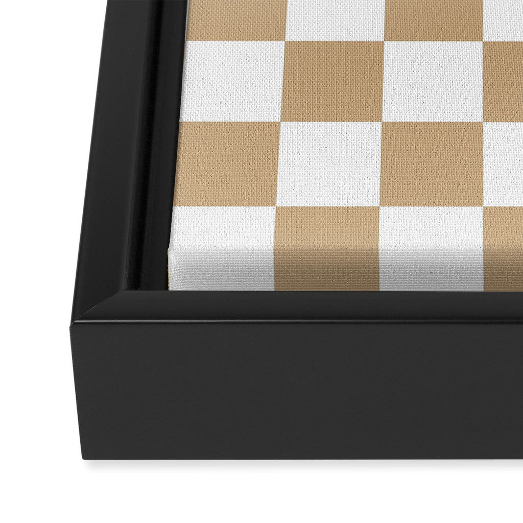 Checkered (Tan & White Pattern) Framed Canvas Print Gallery Image 3