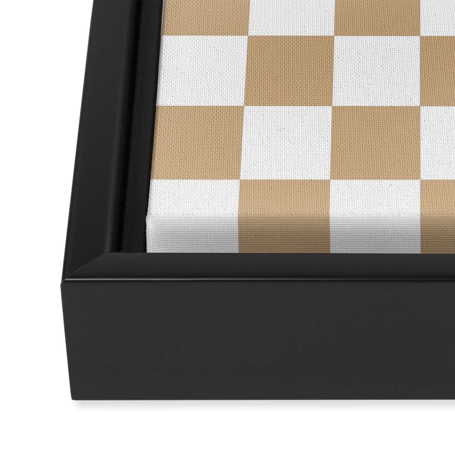 Checkered (Tan & White Pattern) Framed Canvas Print Gallery Image 3