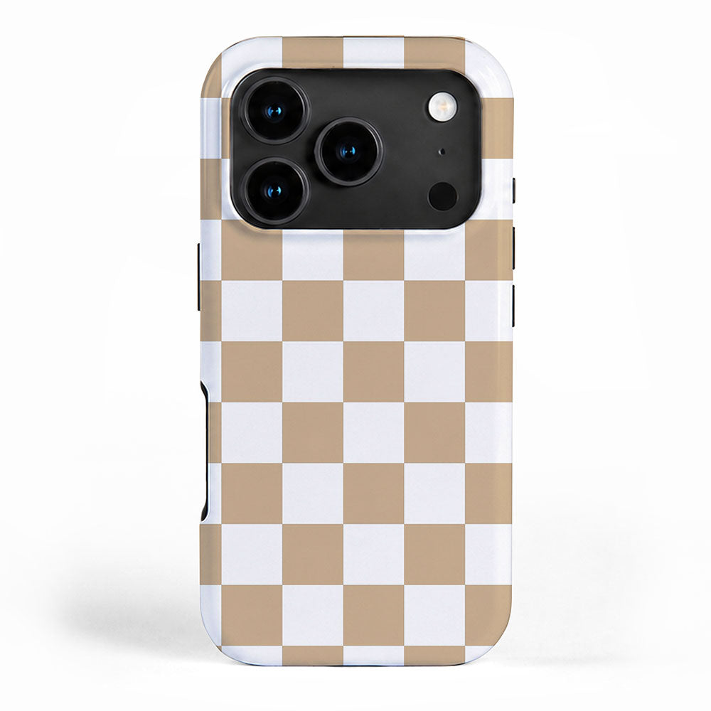 Checkered (Tan & White Pattern) iPhone Case Gallery Image 1