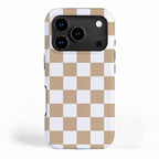 Checkered (Tan & White Pattern) iPhone Case Gallery Image 1
