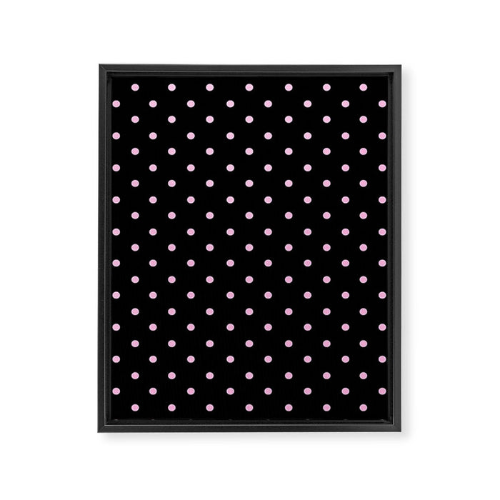 Dotted (Pink & Black Pattern) Framed Canvas Print Gallery Image 1