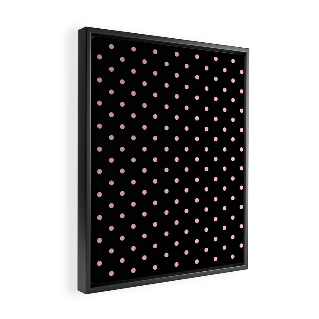 Dotted (Pink & Black Pattern) Framed Canvas Print Gallery Image 2