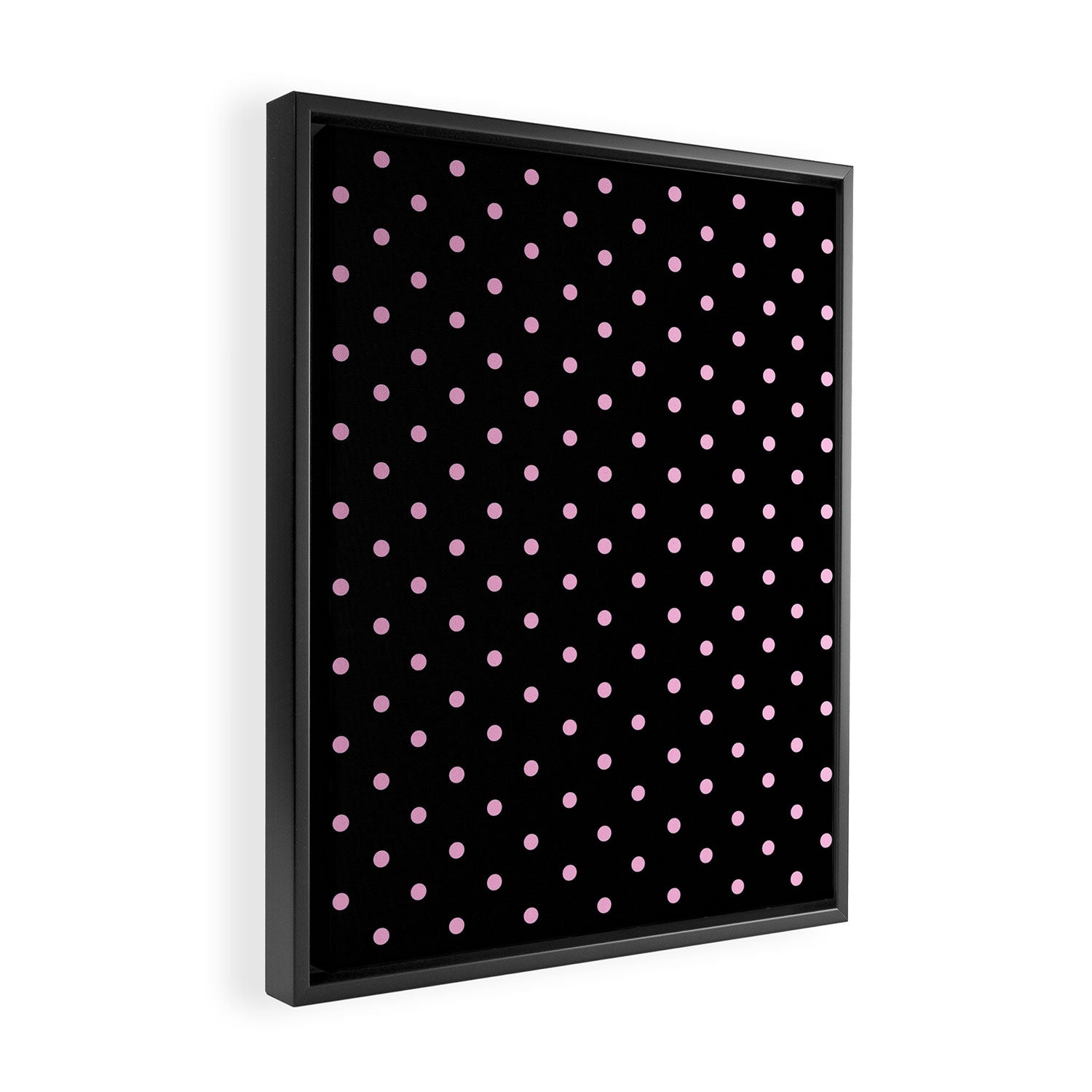 Dotted (Pink & Black Pattern) Framed Canvas Print Gallery Image 2