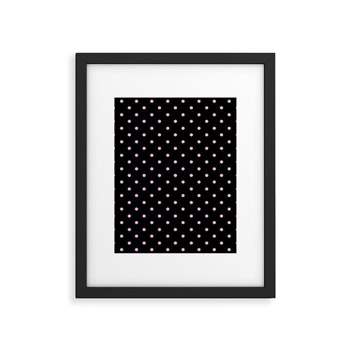 Dotted (Pink & Black Pattern) Framed Art Print Gallery Image 1