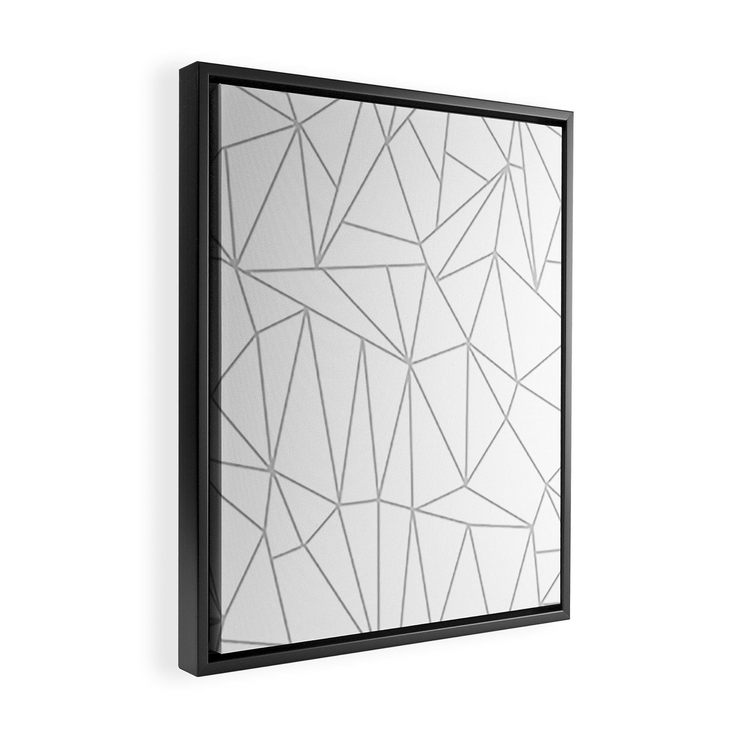 Geometric Cobweb (Gray & White Pattern) Framed Canvas Print Gallery Image 2