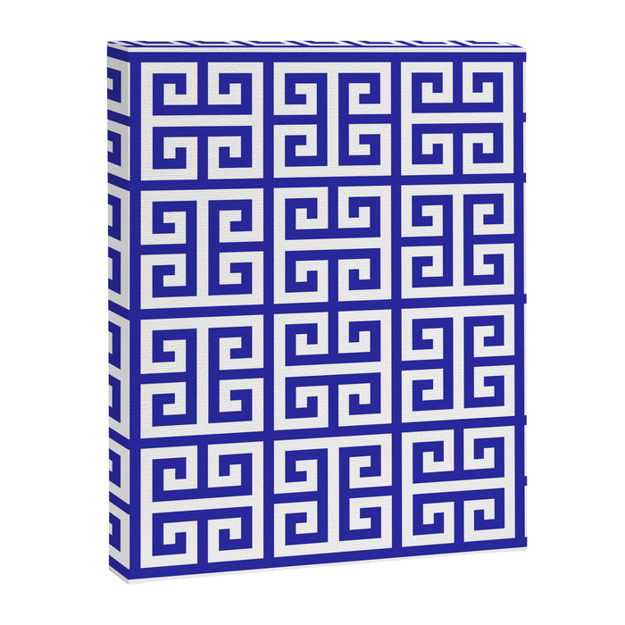 Greek Key (Navy Blue & White Pattern) Canvas Print Gallery Image 1