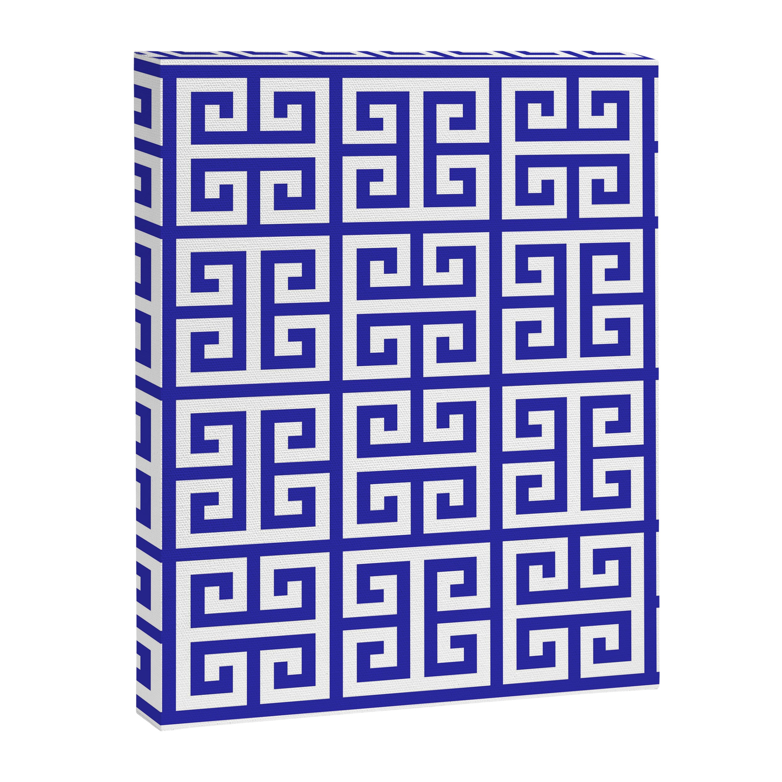 Greek Key (Navy Blue & White Pattern) Canvas Print Gallery Image 8