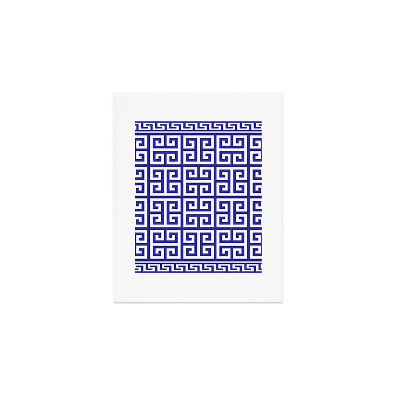 Greek Key (Navy Blue & White Pattern) Art Print Gallery Image 1