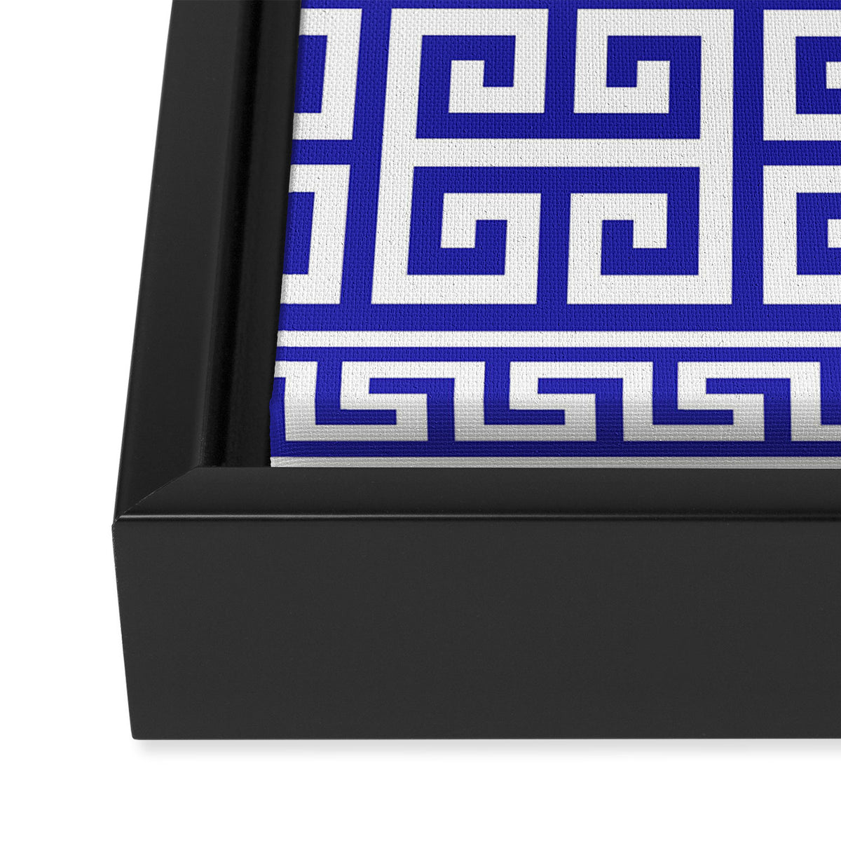 Greek Key (Navy Blue & White Pattern) Framed Canvas Print Gallery Image 3