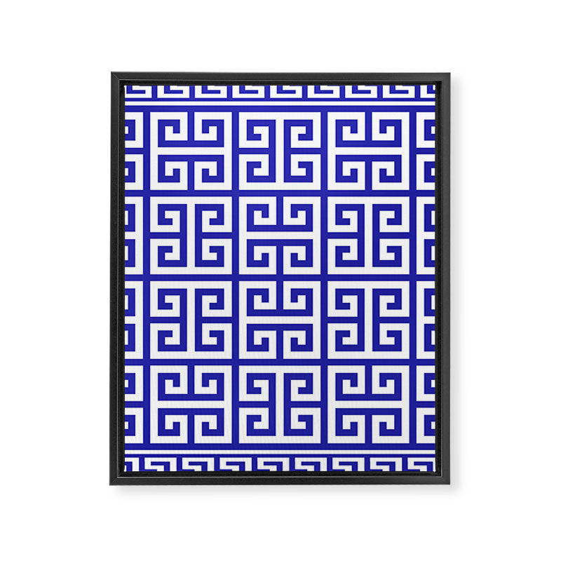 Greek Key (Navy Blue & White Pattern) Framed Canvas Print Gallery Image 8