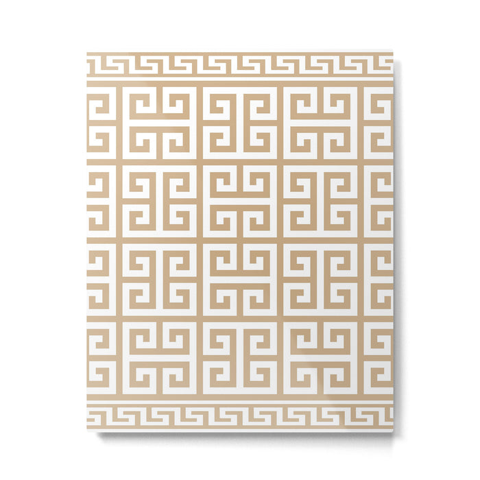 Greek Key (Tan & White Pattern) Metal Print Gallery Image 1