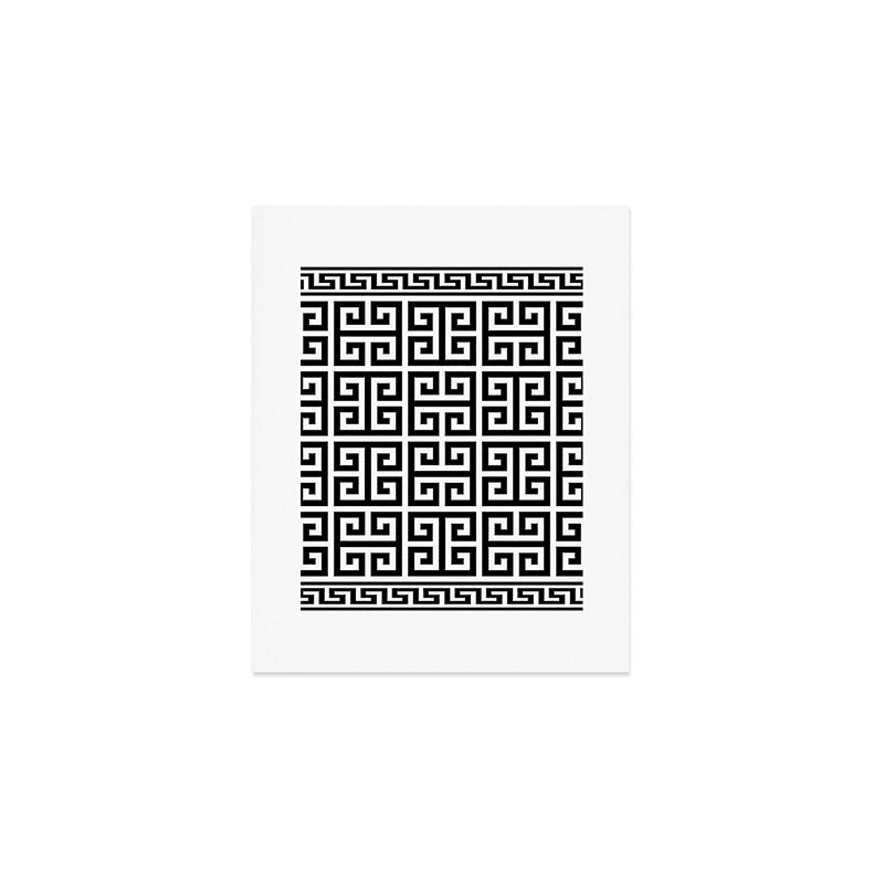 Greek Key (White & Black Pattern) Art Print Gallery Image 1