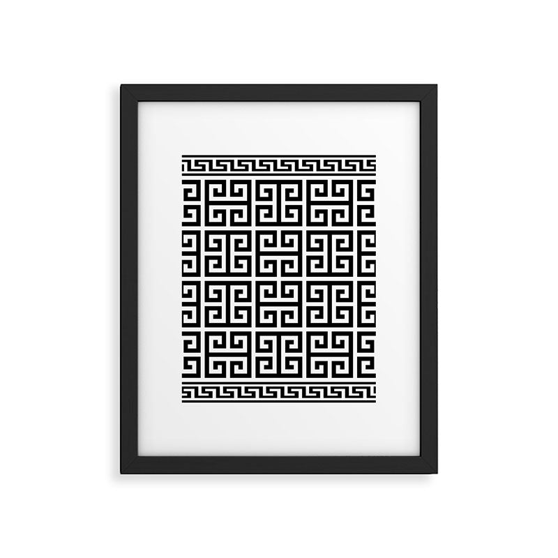 Greek Key (White & Black Pattern) Framed Art Print Gallery Image 6