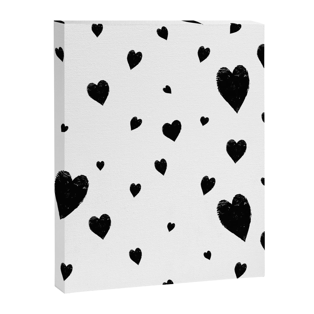 Hand-Drawn Hearts (Black & White Pattern) Canvas Print Gallery Image 8