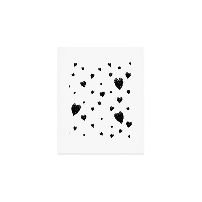 Hand-Drawn Hearts (Black & White Pattern) Art Print Gallery Image 1