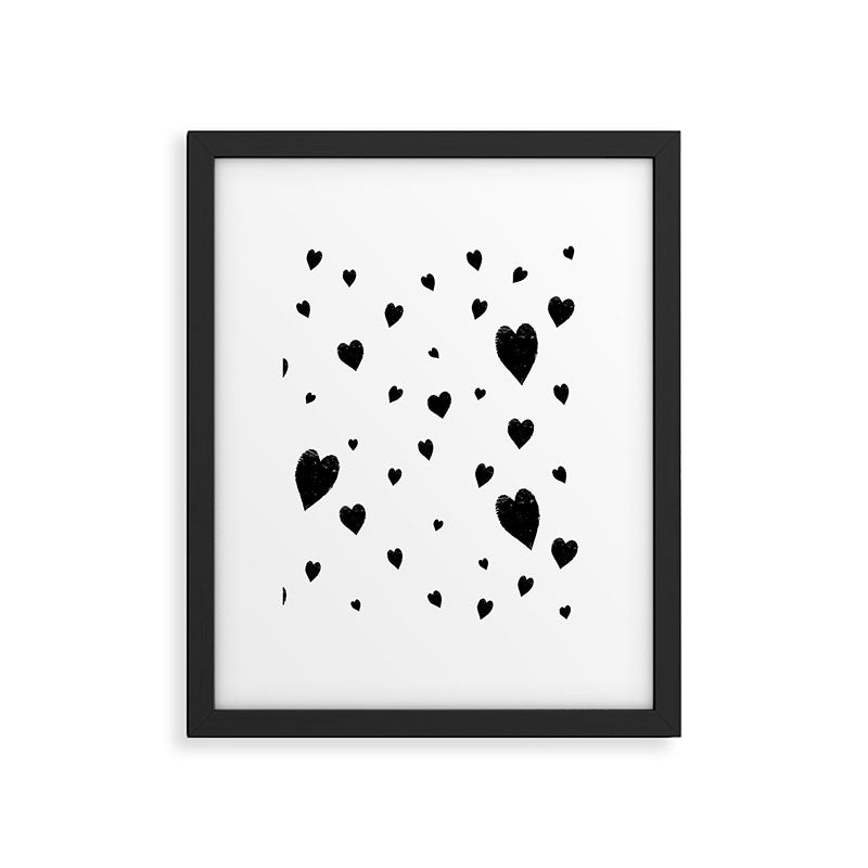 Hand-Drawn Hearts (Black & White Pattern) Framed Art Print Gallery Image 6
