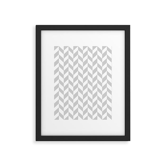 Herringbone (Gray & White Pattern) Framed Art Print Gallery Image 1