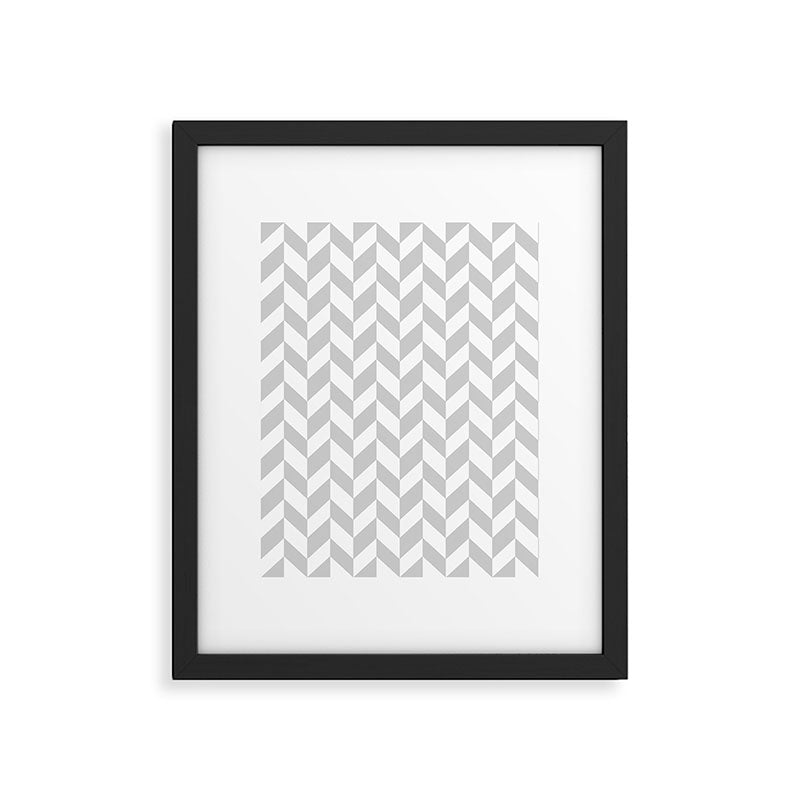 Herringbone (Gray & White Pattern) Framed Art Print Gallery Image 6