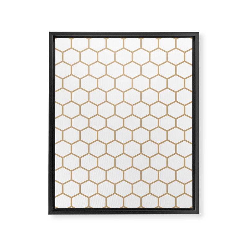 Honeycomb (Tan & White Pattern) Framed Canvas Print Gallery Image 8