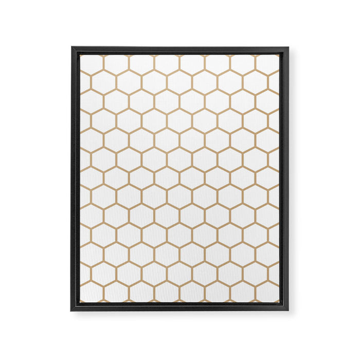 Honeycomb (Tan & White Pattern) Framed Canvas Print Gallery Image 1