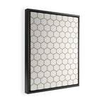 Honeycomb (Tan & White Pattern) Framed Canvas Print Gallery Image 2