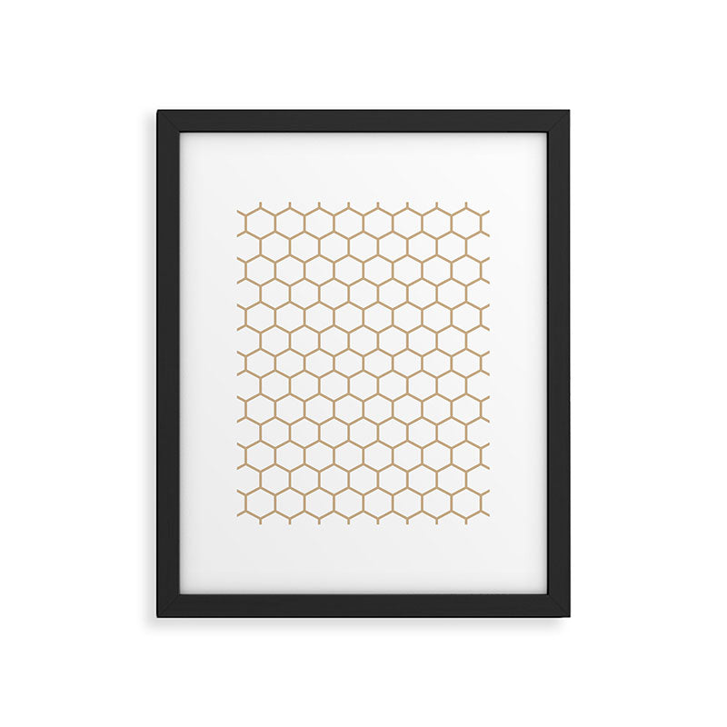 Honeycomb (Tan & White Pattern) Framed Art Print Gallery Image 6