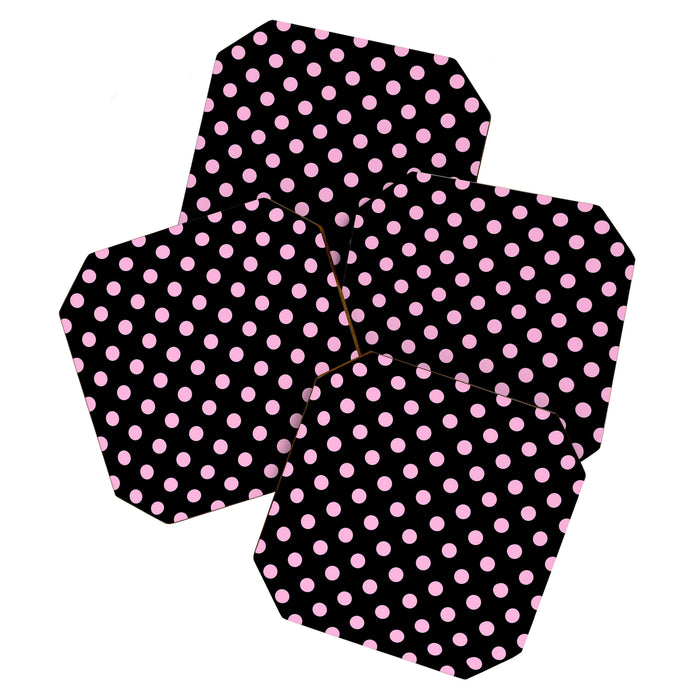 Polka Dots (Pink & Black Pattern) Coaster Gallery Image 1