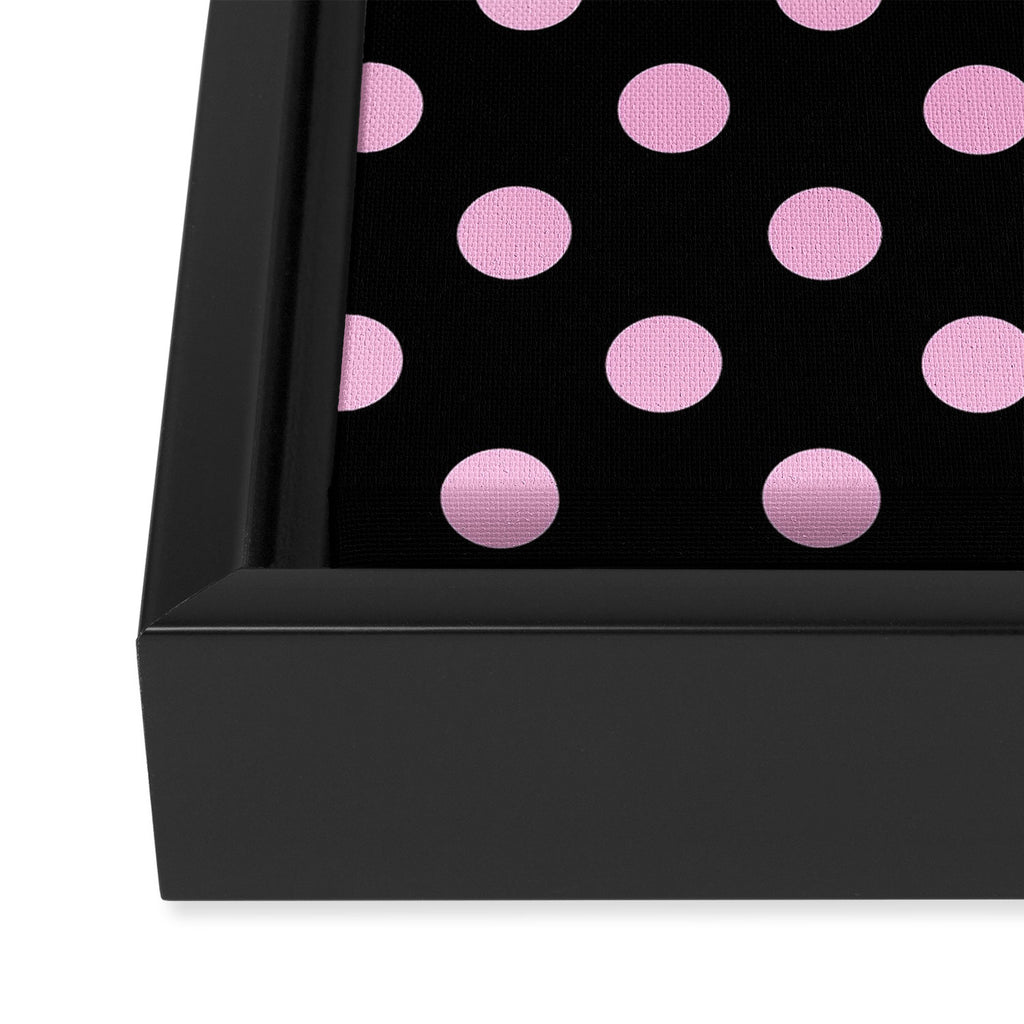 Polka Dots (Pink & Black Pattern) Framed Canvas Print Gallery Image 3