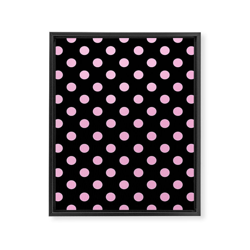 Polka Dots (Pink & Black Pattern) Framed Canvas Print Gallery Image 8