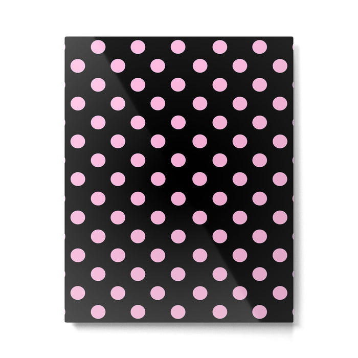 Polka Dots (Pink & Black Pattern) Metal Print Gallery Image 1