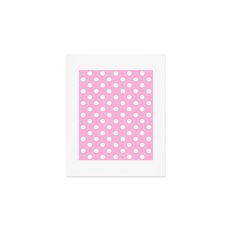 Polka Dots (White & Pink Pattern) Art Print Gallery Image 1