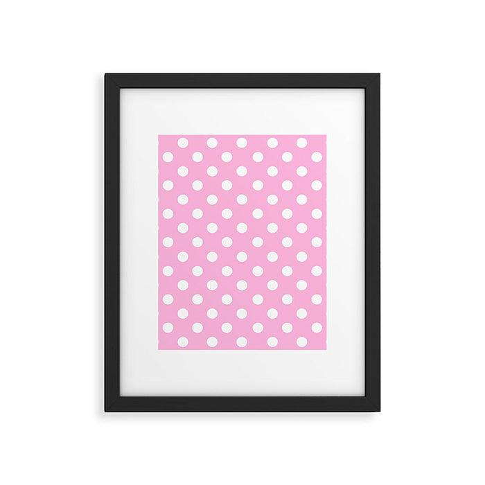 Polka Dots (White & Pink Pattern) Framed Art Print Gallery Image 1
