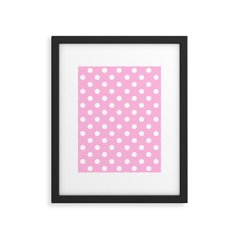 Polka Dots (White & Pink Pattern) Framed Art Print Gallery Image 6