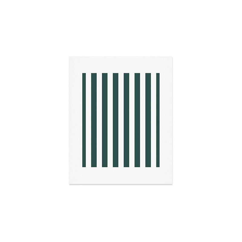 Vertical Stripes (Dark Green & White Pattern) Art Print Gallery Image 1