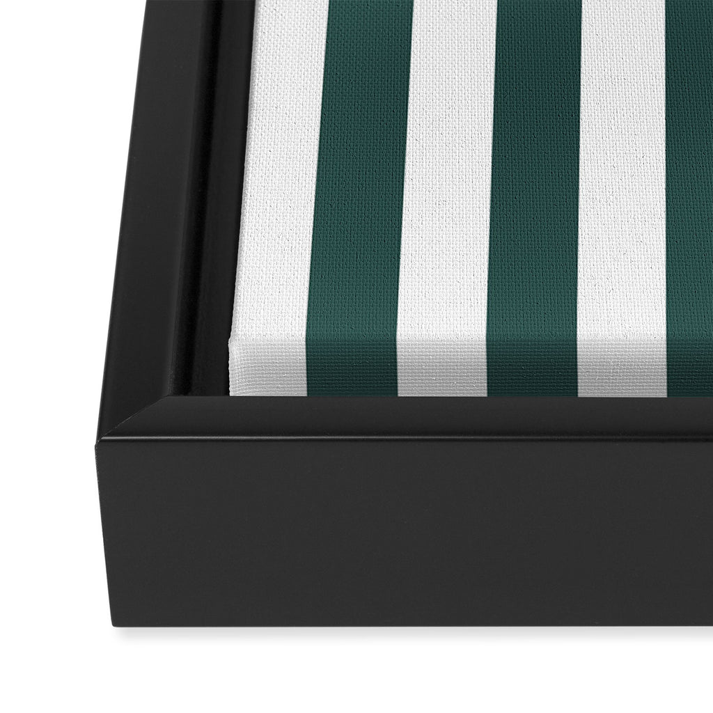 Vertical Stripes (Dark Green & White Pattern) Framed Canvas Print Gallery Image 3