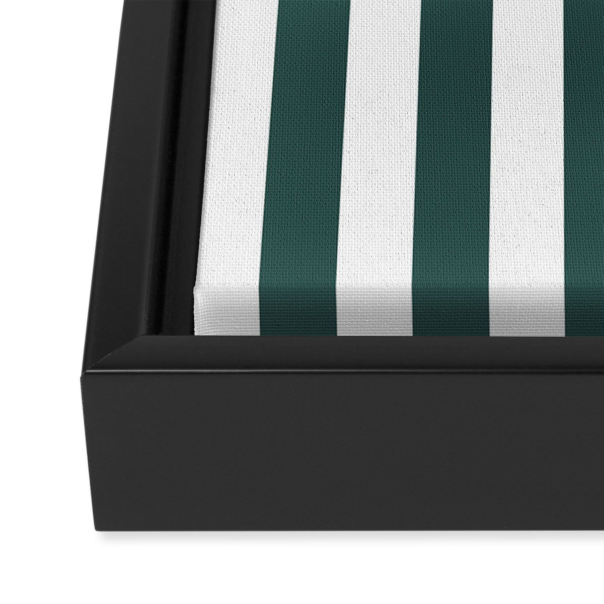 Vertical Stripes (Dark Green & White Pattern) Framed Canvas Print Gallery Image 3