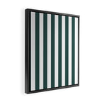 Vertical Stripes (Dark Green & White Pattern) Framed Canvas Print Gallery Image 2