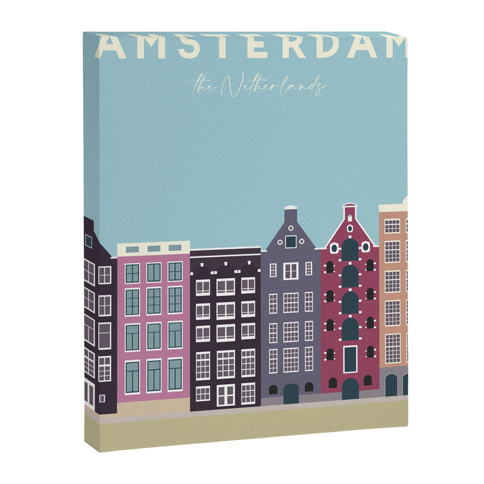 Amsterdam, the Netherlands Travel Poster Canvas Print Gallery Image 1