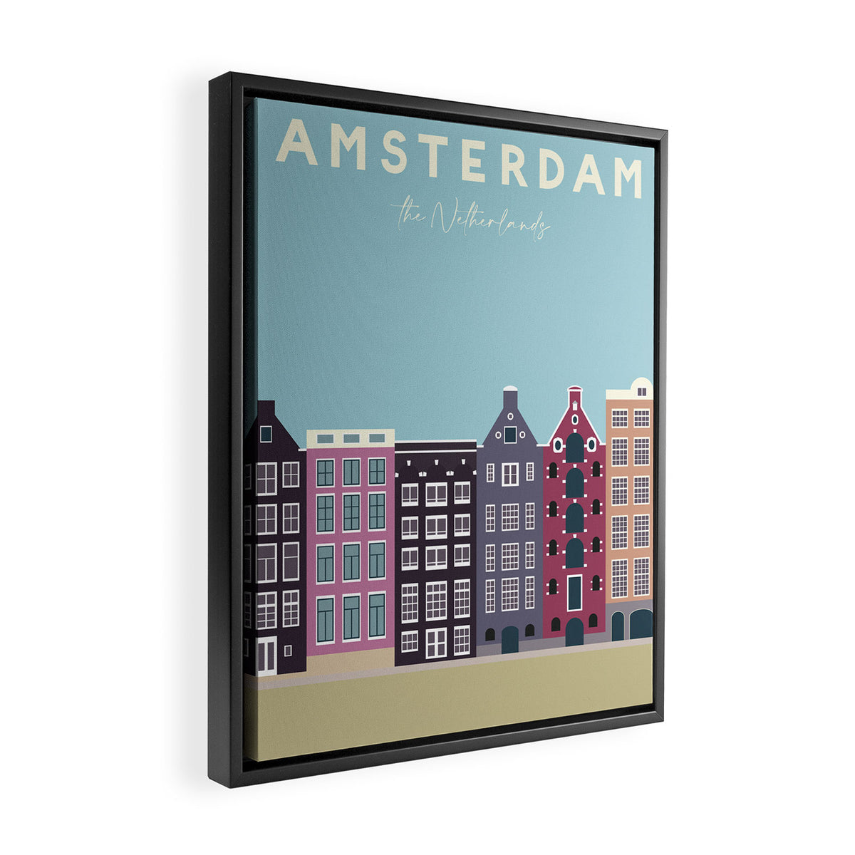 Amsterdam, the Netherlands Travel Poster Framed Canvas Print Gallery Image 2