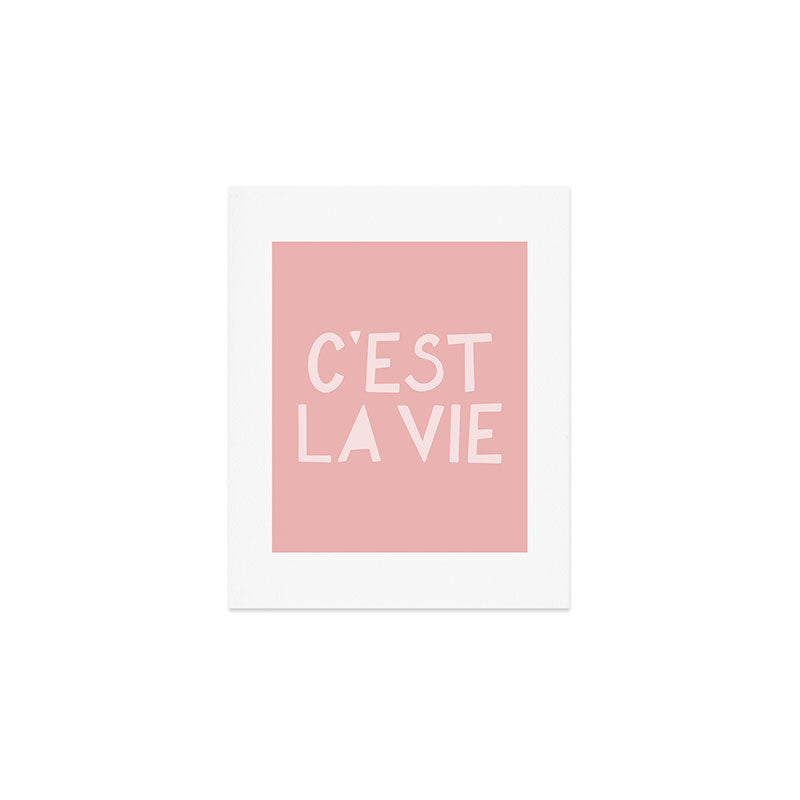 C'est La Vie French Pink Hand Lettering Art Print Gallery Image 1