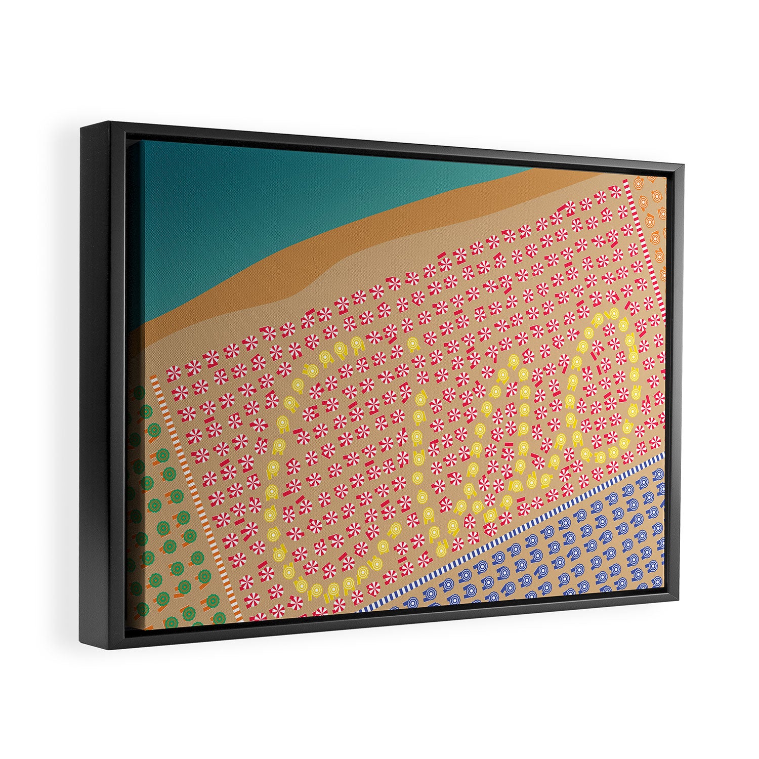 Ciao / Hello Italy Beach Umbrellas - Aerial Italian Framed Canvas Print Gallery Image 2