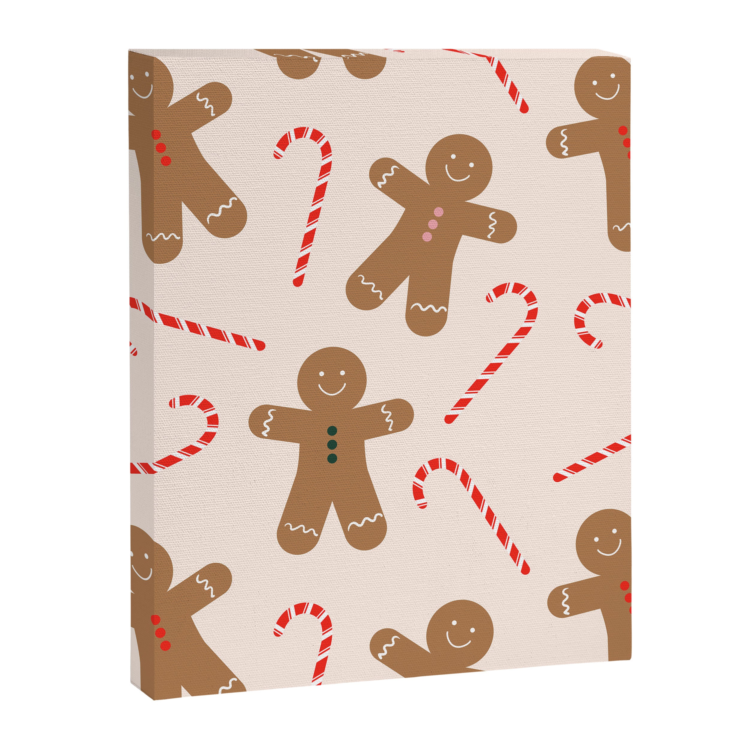 Gingerbread Man + Candy Cane Christmas Pattern Canvas Print Gallery Image 6