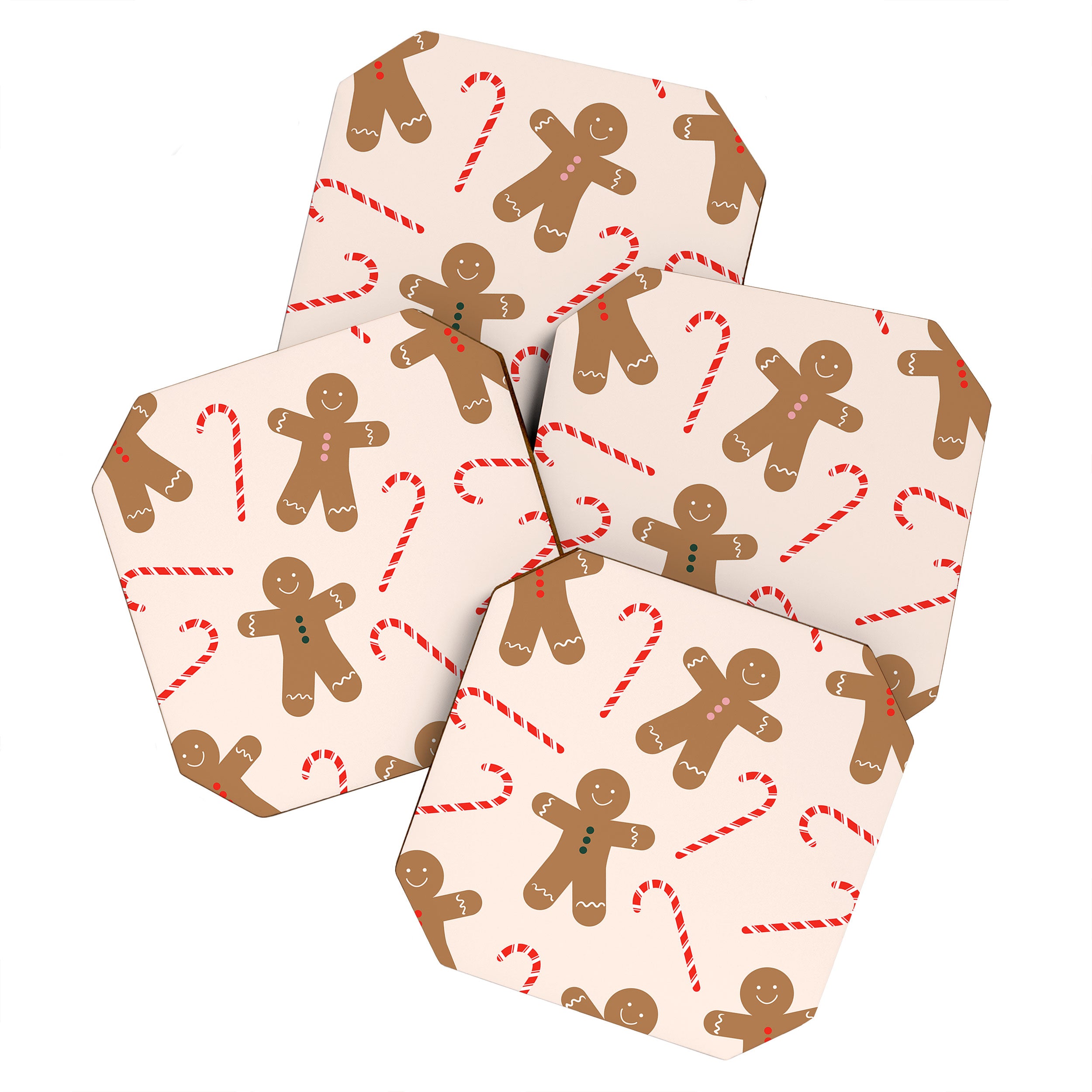 Gingerbread Man + Candy Cane Christmas Pattern Coaster Gallery Image 1