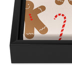 Gingerbread Man + Candy Cane Christmas Pattern Framed Canvas Print Gallery Image 3