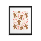Gingerbread Man + Candy Cane Christmas Pattern Framed Art Print Gallery Image 4