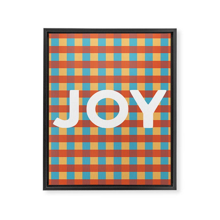 Joy in Christmas Plaid Framed Canvas Print Gallery Image 1